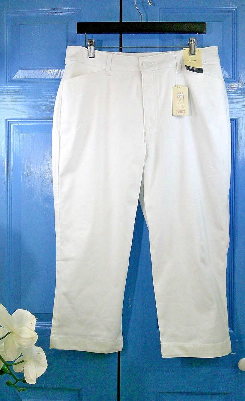 NWT St Johns Bay Women’s Sz 12 Tall White Secretly Slender Crop Capri-RTL $44